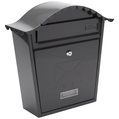 Burg-Wachter Anthracite Grey Classic Wall Mounted Galvanised Steel Lockable Weatherproof Post Box - 36x37x13cm