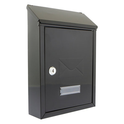 Burg-Wachter MB02MB Lockable Weatherproof Post Box - Galvanised Steel, Midnight Blue, Wall Mounted