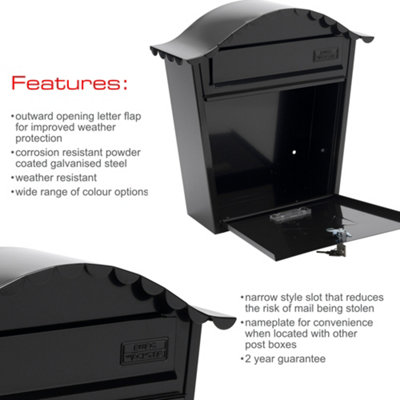 Burg-Wachter Black Classic Wall Mounted Galvanised Steel Lockable ...