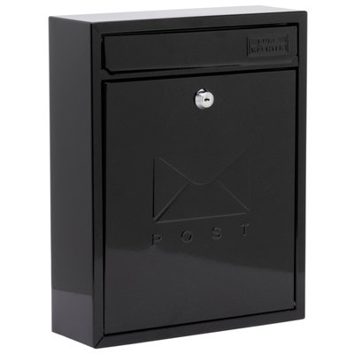 Burg-Wachter Black Compact Wall Mounted Galvanised Steel Postbox 26x33x9cm