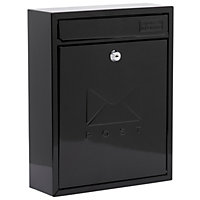 Burg-Wachter Black Compact Wall Mounted Galvanised Steel Postbox 26x33x9cm