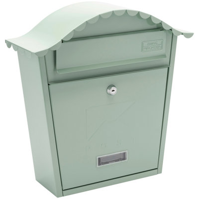Burg-Wachter Chartwell Green Classic Wall Mounted Galvanised Steel Lockable Weatherproof Post Box - 36x37x13cm