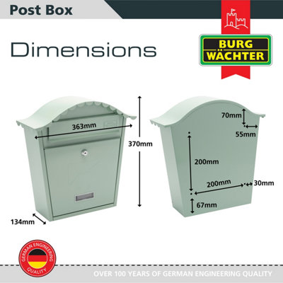 Burg-Wachter Chartwell Green Classic Wall Mounted Galvanised Steel Lockable Weatherproof Post Box - 36x37x13cm - 4