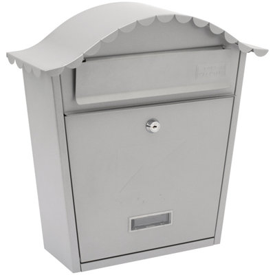 Burg-Wachter Classic French Grey Wall Mounted Galvanised Steel Lockable Weatherproof Post Box - 36x37x13cm