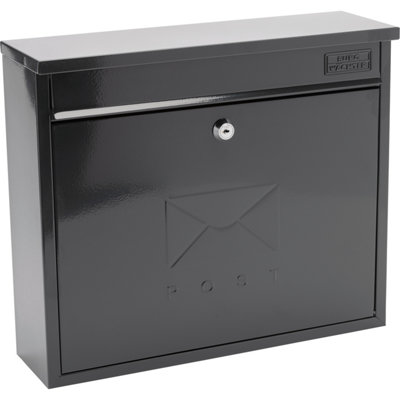 Burg-Wachter Elegance Anthracite Grey Wall Mounted Galvanised Steel Lockable Weatherproof Post Box 36x31x10cms