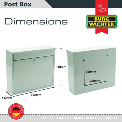Burg-Wachter Elegance Chartwell Green Wall Mounted Galvanised Steel Lockable Weatherproof Post Box 36x31x10cms - 4