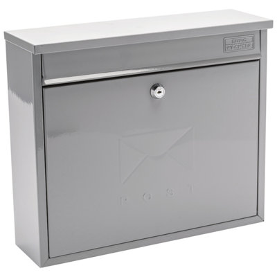 Burg-Wachter Elegance French Grey Wall Mounted Galvanised Steel Lockable Weatherproof Post Box 36x31x10cms