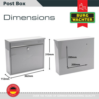 Burg-Wachter Elegance French Grey Wall Mounted Galvanised Steel Lockable Weatherproof Post Box 36x31x10cms - 4
