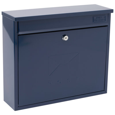 Burg-Wachter Elegance Midnight Blue Wall Mounted Galvanised Steel Lockable Weatherproof Post Box 36x31x10cms