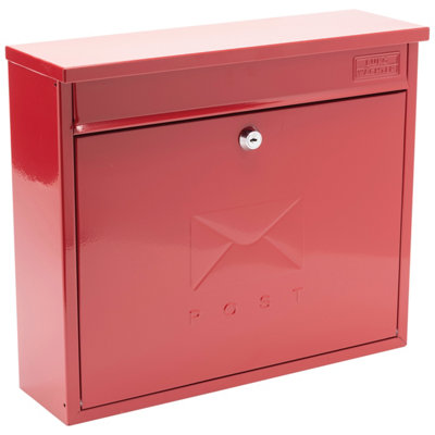 Burg-Wachter Elegance Red Wall Mounted Galvanised Steel Lockable Weatherproof Post Box 36x31x10cms