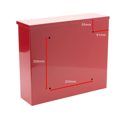 Burg-Wachter Elegance Red Wall Mounted Galvanised Steel Lockable Weatherproof Post Box 36x31x10cms - 7