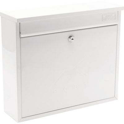 Burg-Wachter Elegance White Wall Mounted Galvanised Steel Lockable Weatherproof Post Box 36x31x10cms