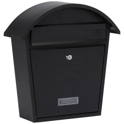 Burg-Wachter Matt Black Classic 2 Wall Mounted Galvanised Steel Lockable Weatherproof Post Box  - 36x38x13cm