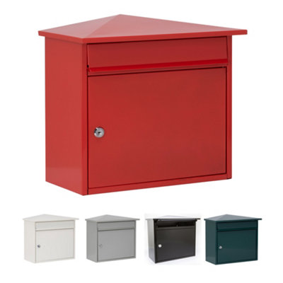 Burg-Wachter Mersey Large Wall Mounted Galvanised Steel Post Box , Red 36x35x20cm