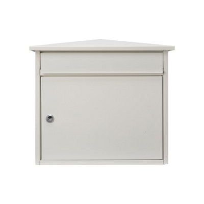Burg-Wachter Mersey Large Wall Mounted Galvanised Steel Post Box , White, 36x35x20cm