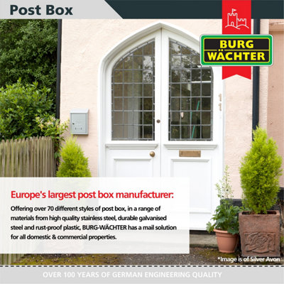 Burg-Wachter Red Avon Rear Entry Wall Mounted Galvanised Steel Lockable ...