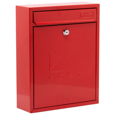 Burg-Wachter Red Compact Wall Mounted Galvanised Steel Postbox 26x33x9cm