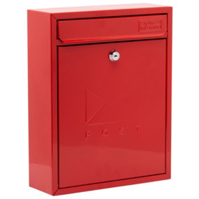 Burg-Wachter Red Compact Wall Mounted Galvanised Steel Postbox 26x33x9cm