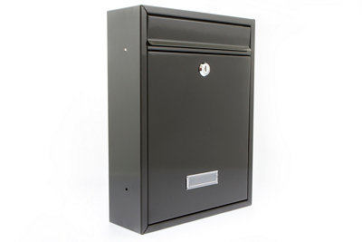 Burg-Wachter Trent Wall Mounted Galvanised Steel Lockable Weatherproof Post Box, Black 26x34x9cm