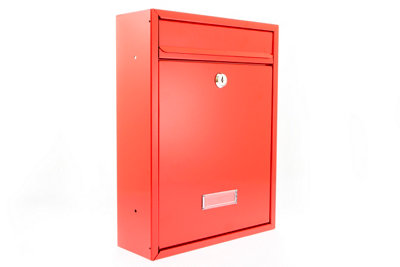 Burg-Wachter Trent Wall Mounted Galvanised Steel Lockable Weatherproof Post Box, Red 26x34x9cm