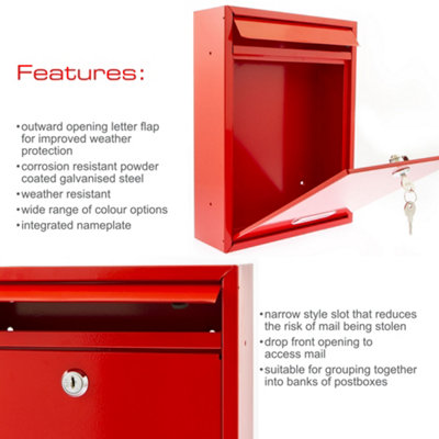 Burg-Wachter Trent Wall Mounted Galvanised Steel Lockable Weatherproof ...
