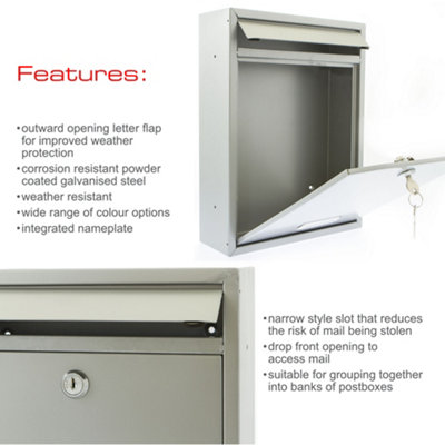 BURG-WACHTER TRENT WALL MOUNTED GALVANISED STEEL LOCKABLE WEATHERPROOF ...