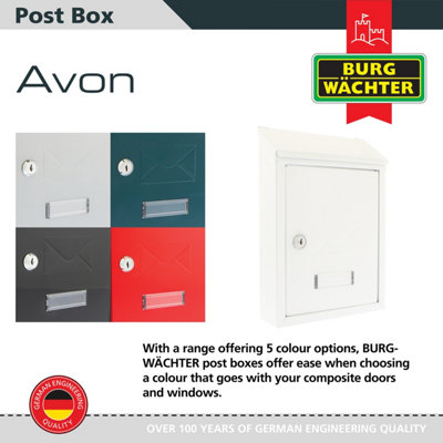 Burg-Wachter White Avon Rear Entry Wall Mounted Galvanised Steel ...
