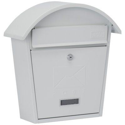 Burg-Wachter White Classic 2 Wall Mounted Galvanised Steel Lockable Weatherproof Post Box  - 36x38x13cm