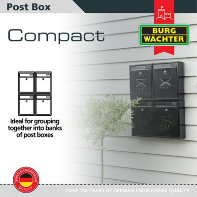 Burg-Wachter White Compact Wall Mounted Galvanised Steel Postbox 26x33x9cm - 6