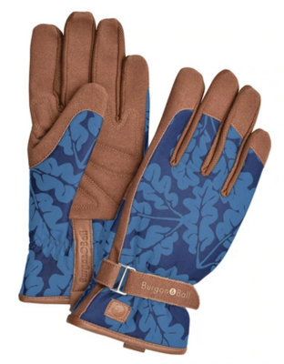 Burgon & Ball Ladies Navy Blue Gardening Gloves - Oak Leaf Love the Glove