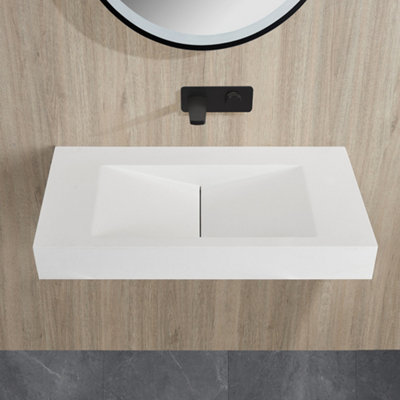 Burgos Matt Sloped Wall Hung Stone Basin 900mm