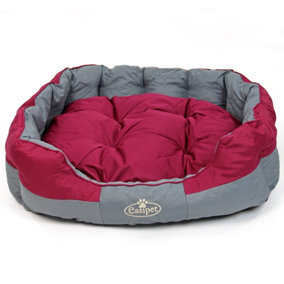 Burgundy/Grey Waterproof Dog Bed XL