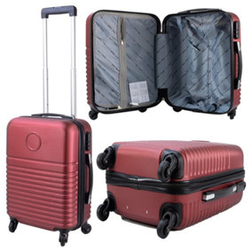 Burgundy Lightweight Travel Cabin Suitcase With Wheels & Handle