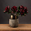 Burgundy Peony Rose Artificial Flower - Plastic - L15 x W20 x H58 cm - Red