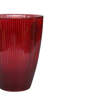 Burgundy Ribbed Tall Vase H24.5Cm W18Cm