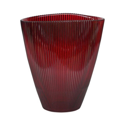 Burgundy Ribbed Vase H24.5Cm W21.5Cm