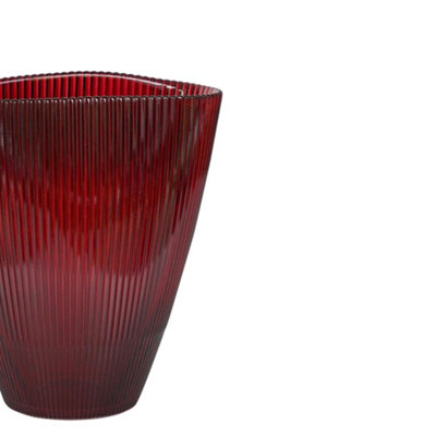 Burgundy Ribbed Vase H24.5Cm W21.5Cm - 4