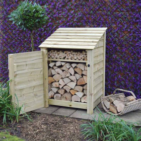 Burley 4ft Log Store with Doors and Kindling Shelf - L80 x W89.5 x H128 cm - Light Green