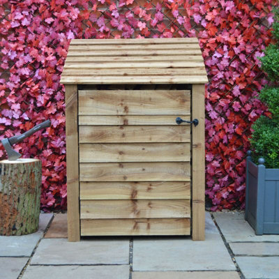 Burley 4ft Log Store with Doors - L80 x W89.5x H128 cm - Rustic Brown