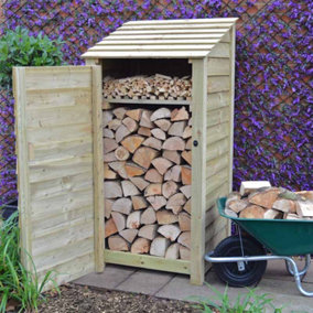 Burley 6ft Log Store with Doors and Kindling Shelf - L80 x W89.5 x H181 cm - Light Green