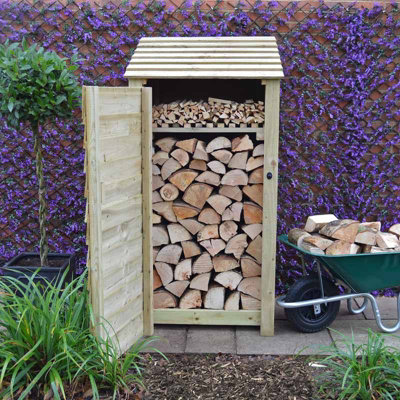 Burley 6ft Log Store with Doors and Kindling Shelf - L80 x W89.5 x H181 cm - Light Green