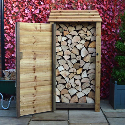 Burley 6ft Log Store with Doors - L80 x W89.5 x H181 cm - Rustic Brown