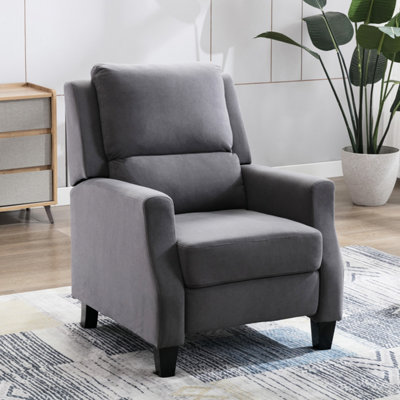 Burley Velvet Pushback Recliner Armchair in Grey | DIY at B&Q