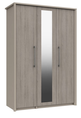 Burlington 3 Door Robe with Mirror - Fired Earth and Grey Oak