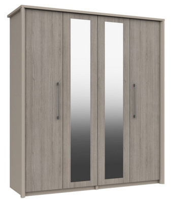 Burlington 4 Door Robe with 2 Mirrors - Fired Earth and Grey Oak on ...