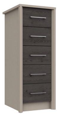 Burlington 5 Drawer TallBoy - Fired Earth and Anthracite Larch on Express Delivery and Ready Assembled
