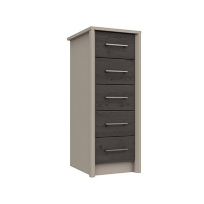 Burlington 5 Drawer TallBoy - Fired Earth and Anthracite Larch on Express Delivery and Ready Assembled