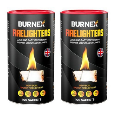 Burnex Wax Firelighters for Wood Burners 100 (2 Tubes)