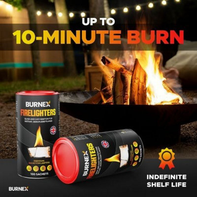 Burnex Wax Firelighters for Wood Burners 100 (2 Tubes)