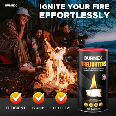 Burnex Wax Firelighters for Wood Burners 100 (2 Tubes)